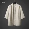 2021 중국 탕 양복 Hanfu 민족 스타일 플러스 사이즈 도로 가운 하라주쿠 카디건 여름 태극권 셔츠 남성 의류 G0105