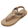 Bohemian Beach Resort Style Women's Flat Sandals Enkla Clip-Toe Sandaler för sommar Mjuka och bekväma läderflip-flops