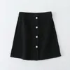 Vintage Black Denim Two Piece Set Women Long Sleeve Spliced Jean Shirt and Skirts Diamond Button Streetwear 210421