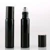 Doldurulabilir Kalın 5 ML Boş Rulo Cam Şişe Buzlu Siyah Esansiyel Yağ Parfüm Şişesi Metal Rulo Topu 500 adet DHL Botella