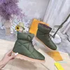 Vrouwen kussen platte ontwerpers boot eiderdown veter-up winter sneeuw enkel laarzen hoogwaardige platform verwarmde snowboot mesh binnenlagen