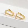 Hoop & Huggie KOFSAC Fashion Letter T Earrings For Women Jewelry Mini Geometric Zircon Earring Lady Personality Valentine's Day Gift