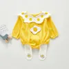 秋の赤ちゃんガールズロンパース幼児子供子供素敵な密猟卵プリントジャンプスーツ生まれた服210515