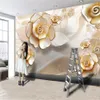 Custom 3D, 5D, 8D, 16D HD Muurschildering Wallpaper Exquisite Bloemen Interieur Interieur Woonkamer Slaapkamer Modern Schilderij Wallpapers