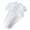 Kinder enkel sokken kanten baby meisje schattig baby ruche frilly wit roze meisjes sok ademende baby's schoenen 4 kleuren 426 k2