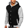 Gilet da uomo Cappotto invernale Giacca da uomo con cappuccio uniforme da baseball monopetto abbinata a colori sciolti