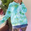 Prodotti autunnali e invernali da donna Moda Tie-dye Felpa con cappuccio allentata a maniche lunghe Felpe con cappuccio femminili Pullover casual 210517