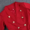 Ocstrade Women 2 Piece Set Winter Red Blazer Buttons Office Lady Jackets Långärmad Runway Evening Party Suit 210527