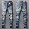 Italienische Mode Herren Jeans Hohe Qualität Retro Blau Slim Fit Zerrissene Patchwork Designer Vintage Casual Denim Hosen