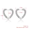 Hoop Huggie Sevimli Romantik Kalp Küpe Kadınlar Için Lüks Parlak Kristal Zirkon Asfalt Geometrik Huggies Charm Düğün Küpe Takı