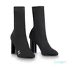Designer- classic women's socks boots high heel electric embroidery flying fabric material plum blossom hee l women shoes Fashion Boot