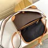 Mirror Quality DIANE Cross Body Designer baguette Underarm Bag Designer Handbag Wide Jacquard Letter Floral Shoulder Strap Genuine Leather Bags 45985 25CM L211