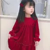 Baby Girl Smocked Dress Children Velvet Vintage Dresses Infant Birthday Christmas Gown Toddler Girls Handmade Smock Frocks 210615