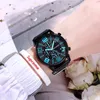 Herenhorloge Siliconen Band Heren Zwart Big Dial Grand Touring Man Sport Horloges Quartz Movt Cool Girl Boy Polshorloge