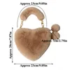 Borsa a tracolla a forma di cuore da donna in peluche carino Borsa a tracolla da donna invernale in pelliccia sintetica Love Handbags Borsa a tracolla Borsa piccola da donna