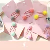 2 stks / set kinderen haaraccessoires hoofdtooi kleurrijke bal snap clips baby kinderen meisjes haar clips haarspeld barrettes