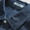 IEFB Mäns Causal Simple Solid Color Label Denim Shirt Fashion Spring Black Blue Jeans Blus för Man 9Y6070 210524