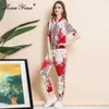 Mode Runway Designer Summer Slim Luipaard Print Sets Dames Korte mouw Jas Tops en Pant 2 Two Pieces Suit 210524