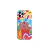 Par Kawaii Skyddsfodral för iPhone 12 Mini 11 Pro X XS Max XR 8/7 Plus Bear Phone Case Flower Back Cover 100pcs