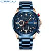 Mężczyźni zegarki CrRju zegarki ze stali nierdzewnej dla męskie moda chronograf kalendarz zegar zegarki kwarcowe Reloj hombre 210517