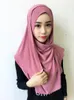 2022 Nuove Donne Jersey Sciarpa Morbida Pianura Istantaneo Hijab Scialli e Impacchi Foulard Femme Musulmano Paillettes Hijab Pronto da Indossare Foulard