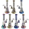 New Glass Bong Showerhead Hookahs Rainbow Colorful Percolator Heady Bongs 14mm Female Joint Water Pipes 7 Colors Perc