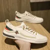 Casual Sneakers White Shoes Small Bee With Leather Embroidery Lace For Men Women Couples Size 39-44