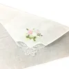 Pure Cotton White Lace Sweat Wiping Handkerchief Single Angle Flower Embroidery Ladies Napkin Household Tableware Multicolor Mixed WH0089