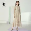 FANSILANEN Sexy hollow out white long lace dress Women flare sleeve ruffle elegant Female autumn transparent party 210607