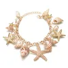 Link, cadeia mulher pulseira bonito verão praia acessório mar shell starfish pérola esmalte pingente pulseira pulseira jóias presentes para fêmea