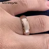 Bagues de grappe 6mm 8mm or rose carbure de tungstène bague de mariage hommes femmes bijoux cadeau biseauté bords étagés finition brossée ajustement confortable