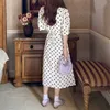 Outwear Sexy Casual Girls Polkaドットレディーシックな夏スリムロングドレスFemme Streetwear Vestidos 210525