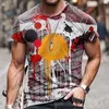 T-shirt da uomo 2021 uomini estivi Fashion Fashion Harajuku Colorful Cross Stampato o Collared T-shirt a maniche corte vintage oversize