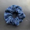 8 colori Coreano Arcobaleno Designer Lettere Elastici per capelli stampati Denim Cravatte per intestino crasso Corde Scrunchies Fasce per capelli Accessori per porta coda di cavallo elastici