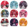 2021 mignon infantile enfant en bas âge fleur noeud noeud indien Turban casquette enfants bandeaux casquettes bébé floral chapeau doux coton bandeau chapeaux