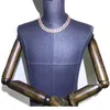 High quality fashion decorative necklace three row coloured diamond Miami Cuba chain full of zircon men's hip hop rose