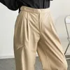 IEFB Men's Niche Design Asymmetric Khaki Casual Pants Loose Wide Leg Trousers High Waist Design Long Pants 9Y6988 210524