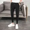 Korean Summer Pants Men Fashion Design Slim Fit Men Harem Pants Ankle Length Solid All Match Hip Hop Joggers Trousers Men 211112