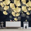 Wallpapers Bacaz Goud Blad 3D Rose Wallpaper Muurschildering voor Woonkamer TV Achtergrond 8D Bloem Wall Paper Stickers