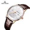 Reef Tiger/RT 2021 Top Men Watch Brown Leather Strap Waterproof Automatic Mechanical Watches Relogio Masculino Wristwatches