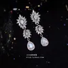 Gioielli Orecchini di alta qualità argento lungo cristallo moda cubic zirconia gioielli donna accessori da sera per feste acqua ZY291s