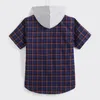 Men's Fashion For Spring Is A Patchwork Checked Short-sleeved Hooded Casual Shirt Men 5100 Polos