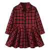 Girl's Dresses Kids Girls Plaid Shirt Dress 2021 Spring Autumn Baby Clothes Lapel Long Sleeves Casual A-line Princess For