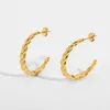 Hoop & Huggie 18K Gold Plated 316L Stainless Steel Big Croissant Earrings For Women Fashion Twisted Jewelry Accessories