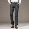 Brand Classic Men Business Spodnie Moda Stripe Dress Fit Spodnie Biuro Casual Black Formalne Garnitur 210723