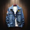 メンズジャケットメンズジャンジャケット2021ファッション秋の爆撃機デニム長袖ブルーコートプラスサイズ4xl 5xl