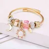 Wholale Adjustabler Sun Moon Pendant Women Pink Stainls Bracciale con ciondolo in acciaio inossidabile