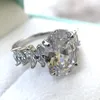 Luomansi argent bijoux anneaux S925 luxe grand ovale diamant bague de fiançailles Super mode pour les femmes Cluster274r