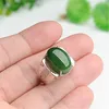 Vintage Green Jade Emerald Gemstones Diamenty Pierścienie Dla Mężczyzn Kobiety Biały Złoty Srebrny Kolor Bague Biżuteria Akcesoria Turcja Prezenty