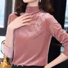 Long Sleeve Velour Blouse Women Winter Clothes Tops For Women Blusas Mujer De Moda Turtleneck Blouse Shirt Tops Blusa D695 210426